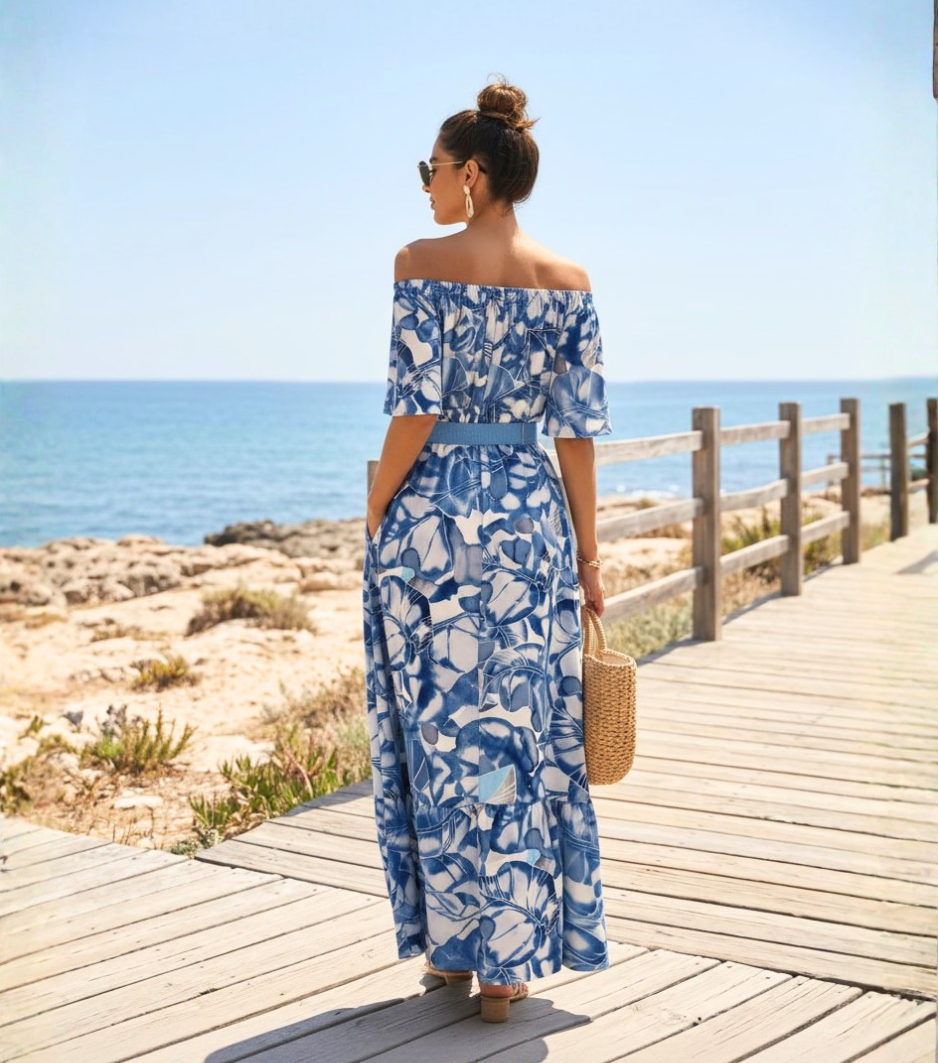 [Copy][Copy][Copy][Copy]Navy Floral Wrap Midi Dress