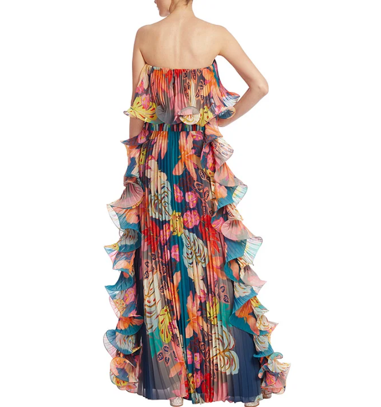 Flowers Printed One Piece Swimsuit and Skirt