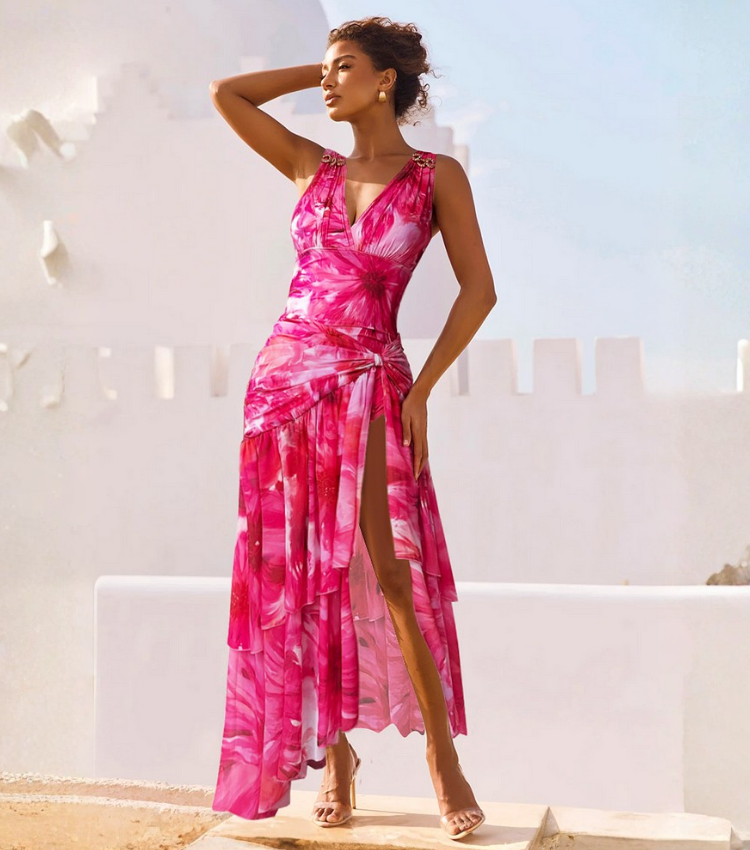 Floral Printed One Piece Swimsuit and Skirt