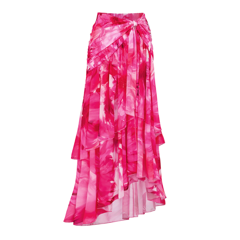 Floral Printed One Piece Swimsuit and Skirt