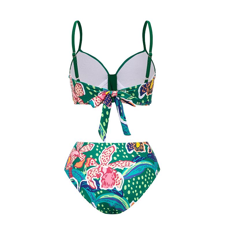 Printed Bikini Swimsuit and Sarong Flaxmaker