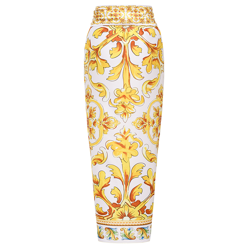 Sling Chest Support Golden Majolica Print One Piece Swimsuit and Sarong or Shorts