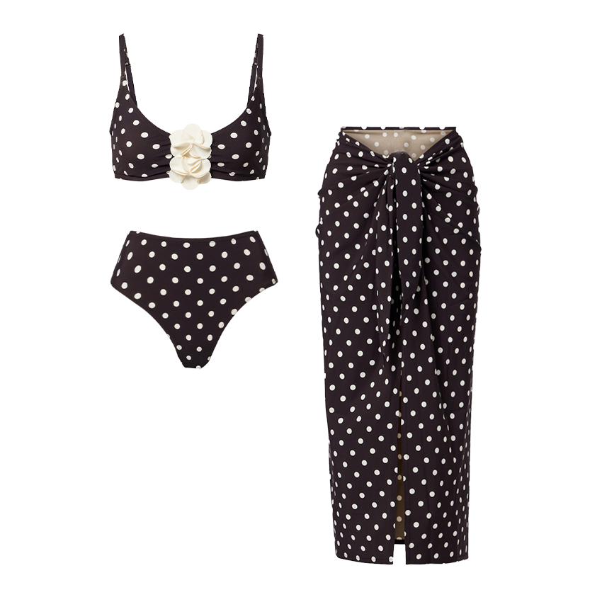 3D Flower Polka Dot Print Swimsuit Set(s)