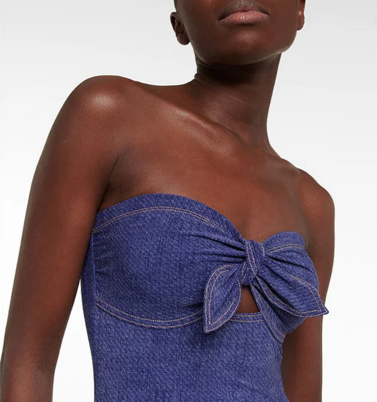 Bowknot Bandeau One Piece Swimsuit and Skirt Flaxmaker