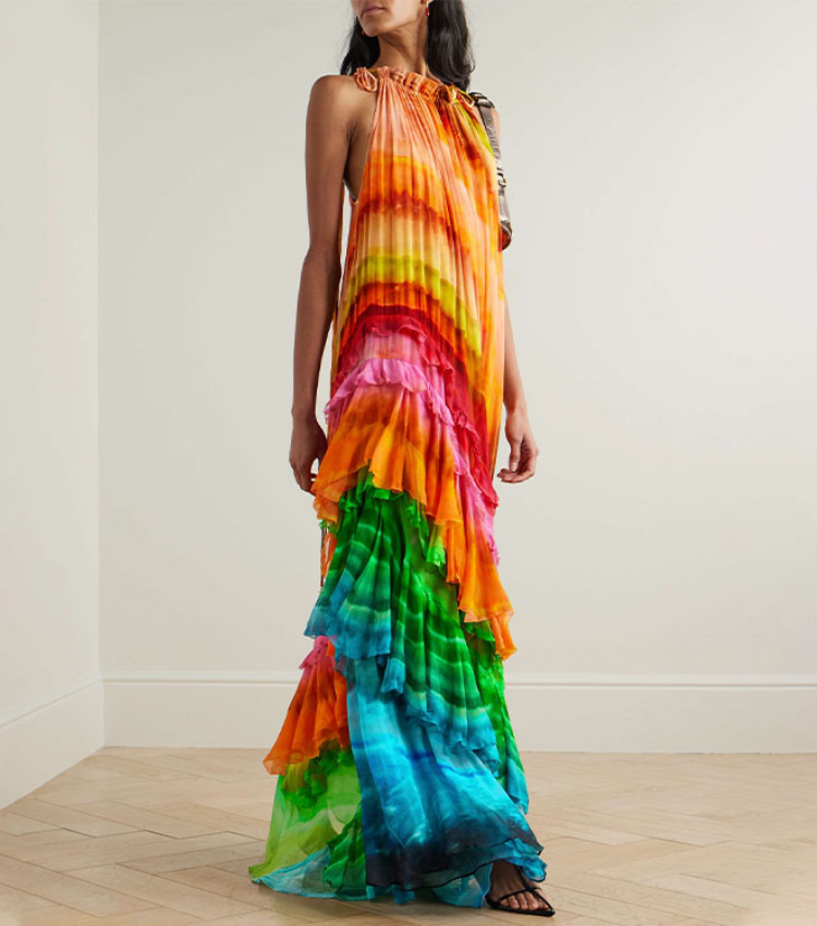 Ombre Print Halter Dress