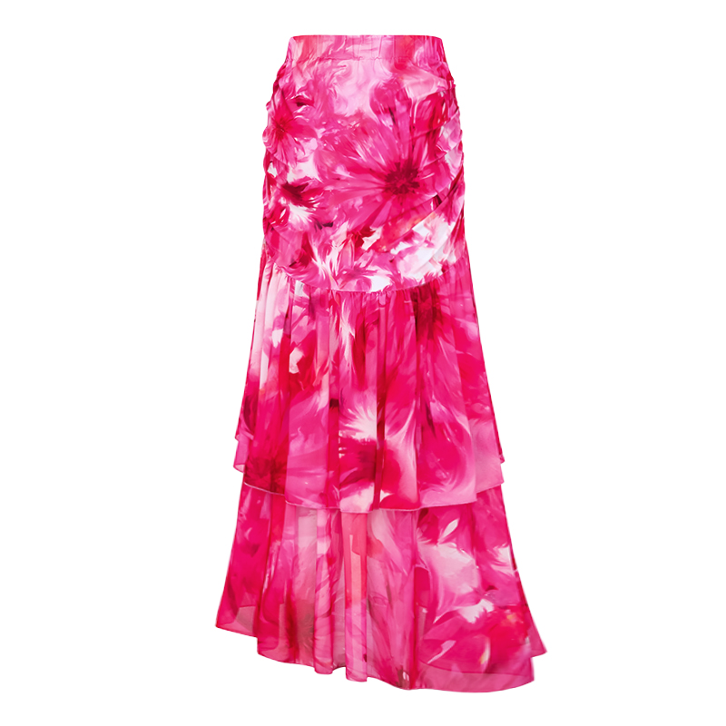 Floral Printed One Piece Swimsuit and Skirt