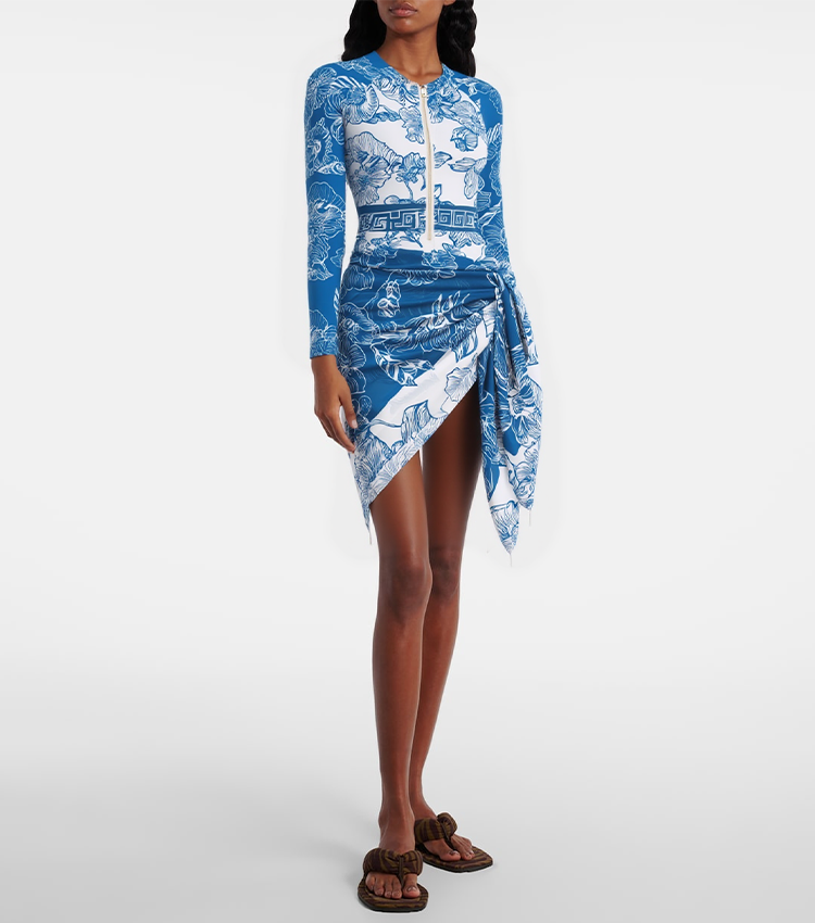 Color Block Long Sleeve Rashguard Swimsuit Set(s)