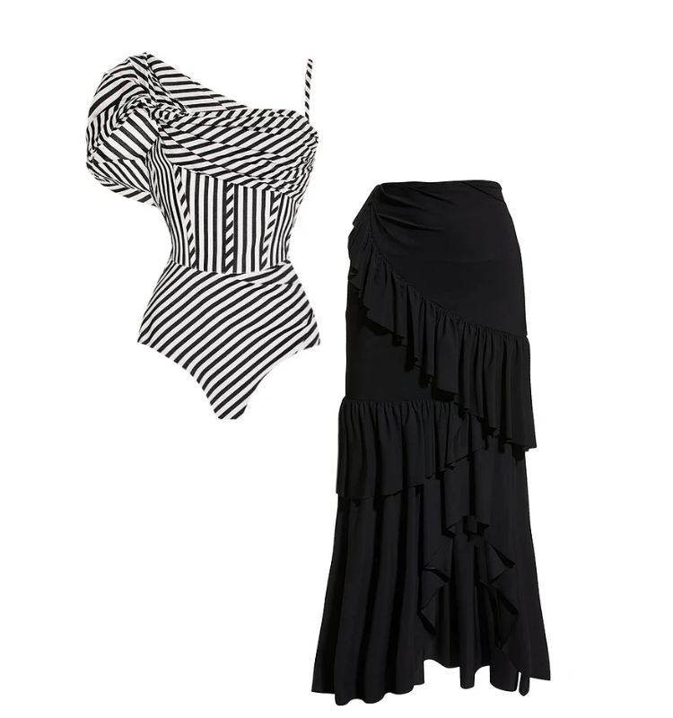Dissymmetry One Piece Swimsuit and Skirt Flaxmaker