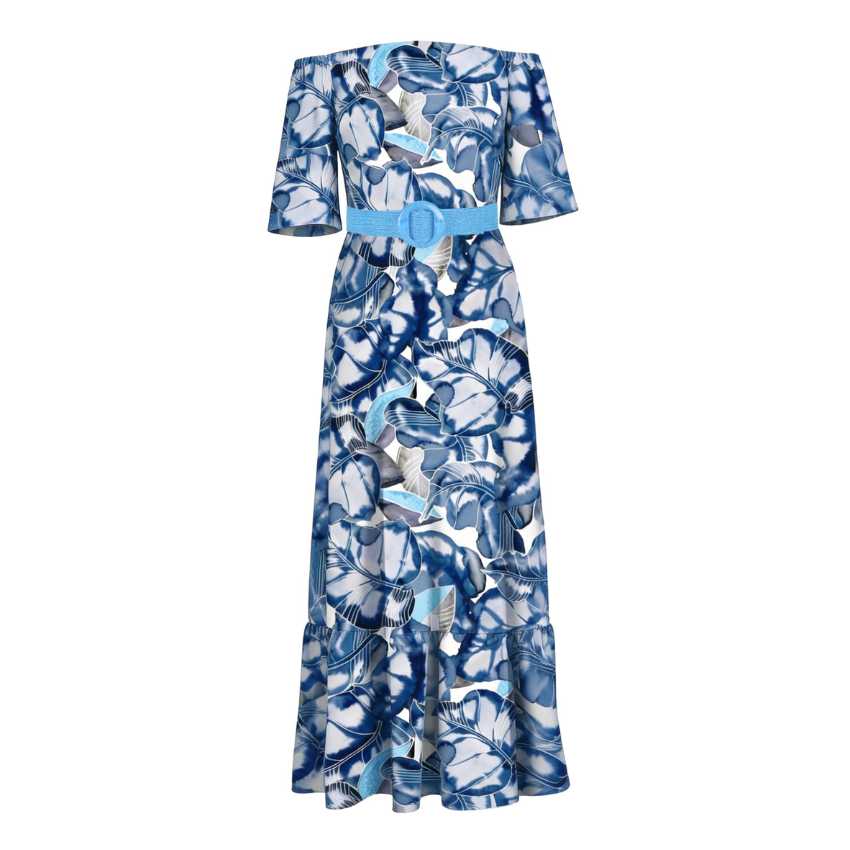 [Copy][Copy][Copy][Copy]Navy Floral Wrap Midi Dress