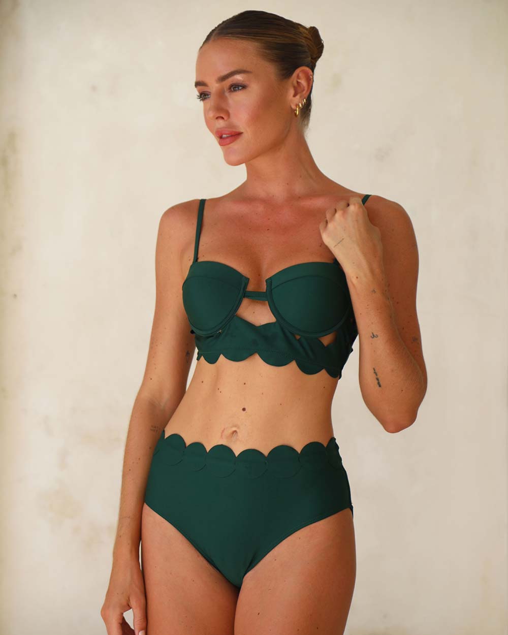 Laser Cutting Circularity Bikini Swimsuit and Split Skirt