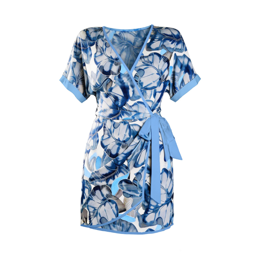 [Copy][Copy]Navy Floral Wrap Midi Dress