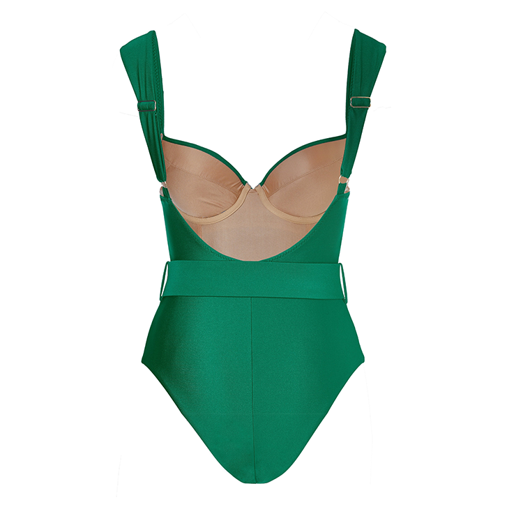 Vintage Green Belt One Piece Swimsuit and Sarong Flaxmaker