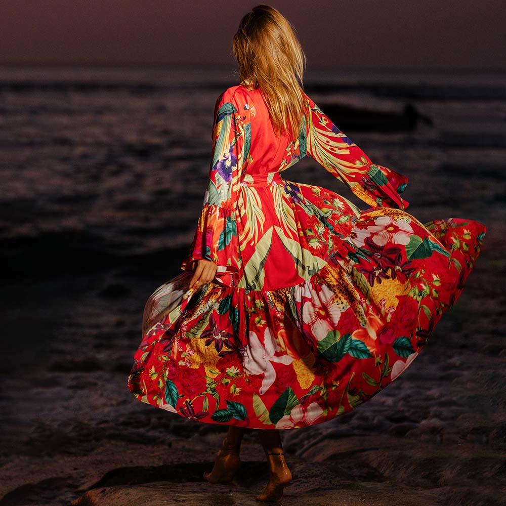 Red Leopard Printed One Piece Swimsuit and Cover up