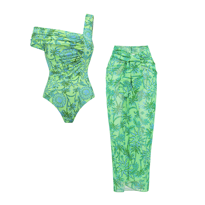 Off Shoulder Printed Swimsuit Set(s)