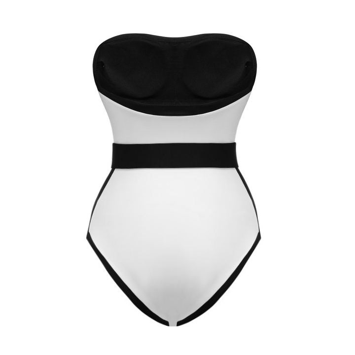 Bandeau Color Block One Piece Swimsuit