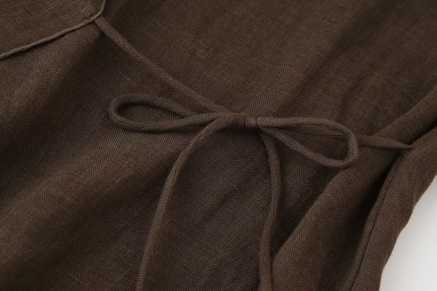 Lace Up Cotton and Linen Top and Pants Set