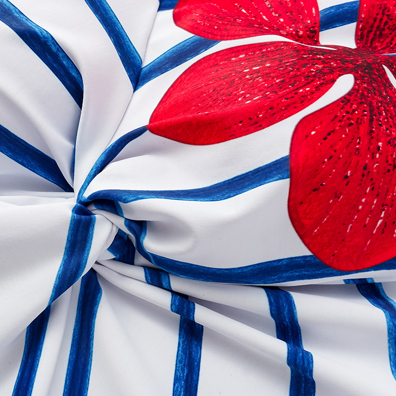 Off Shoulder Print One Piece Swimsuit and Skirt