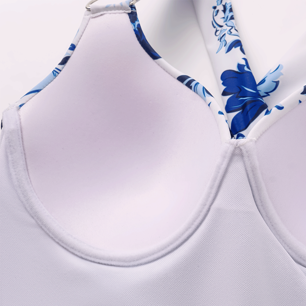 Adjustable Sling Lace Up Flower Print One Piece Swimsuit and Skirt/Pants