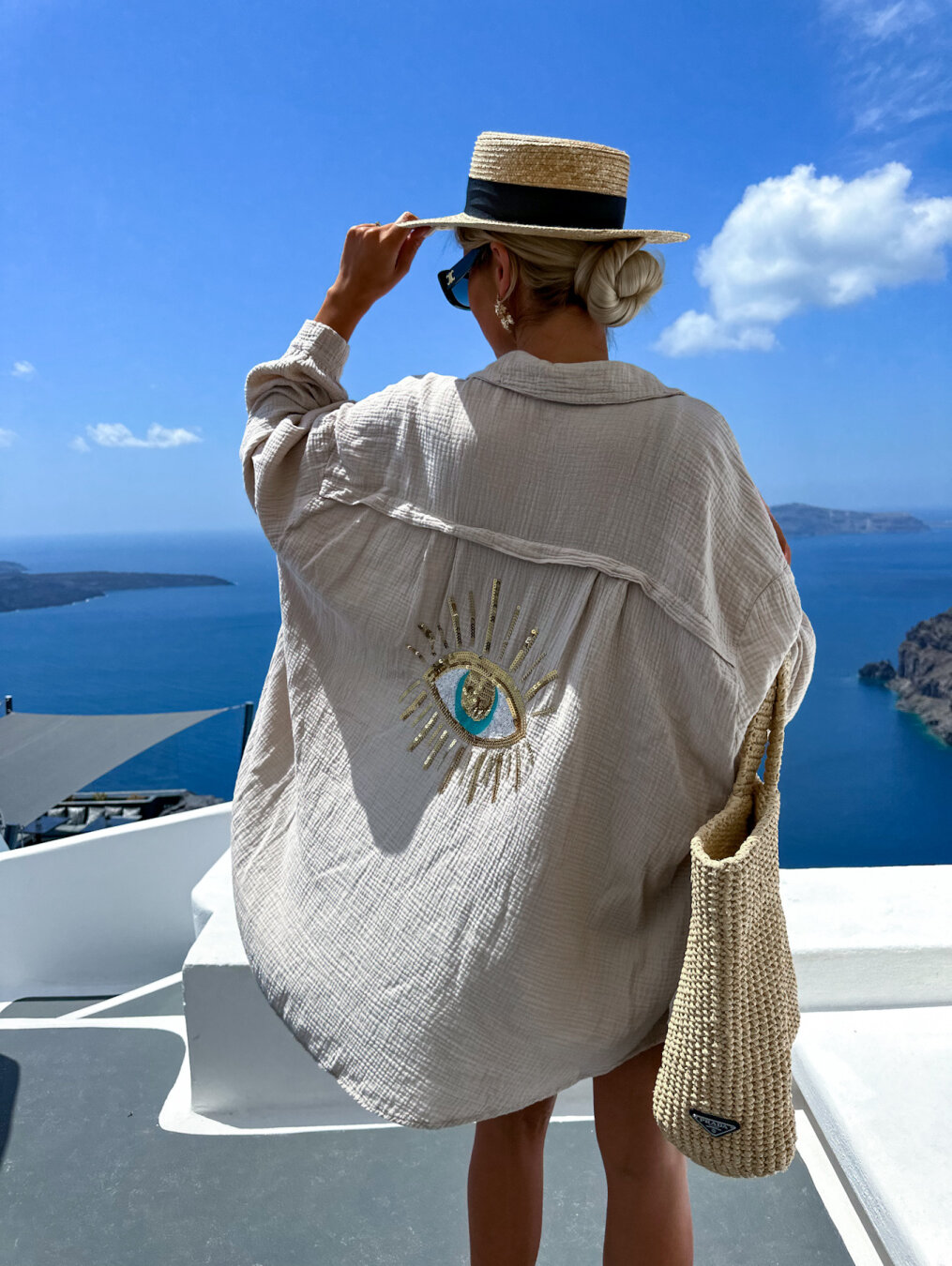 Sequin Solid color Oversize Shirt