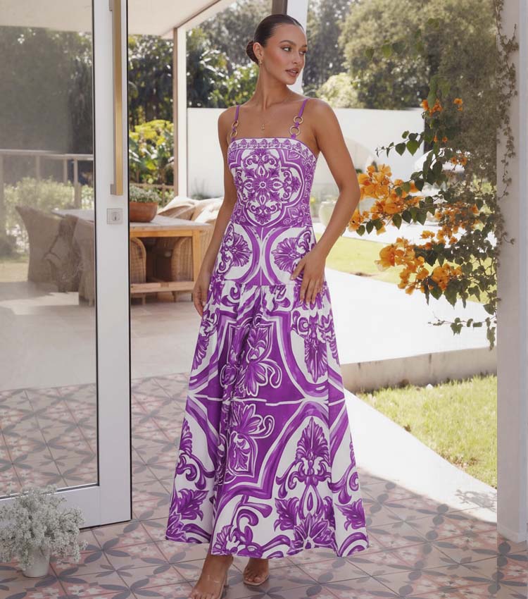 Sling Classic Majolica Series Pattern Print One Piece Swimsuit and Skirt or Shorts