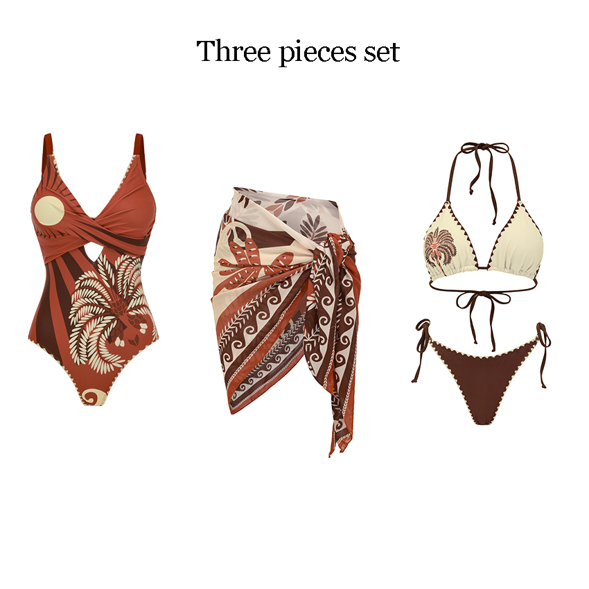 Halter Neck Sexy Bikini Coconut Tree Swimsuit Set(s)