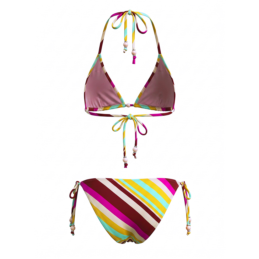 Sexy Colorful Striped Print Bikini Swimsuit Set(s)