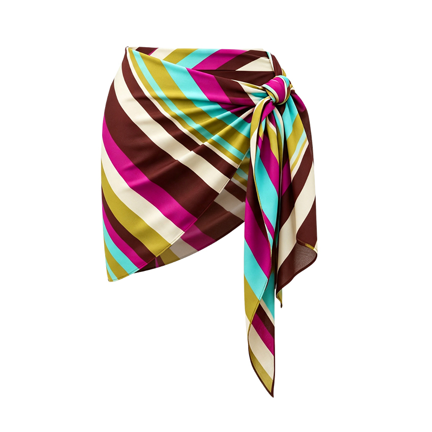 Halter Neck Colorful Striped Print Swimsuit Set(s)