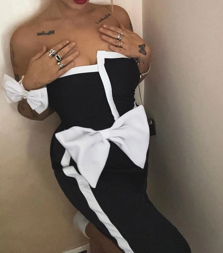 Off Shoulder Bow Tie One Piece Swimsuit and Skirt Flaxmaker