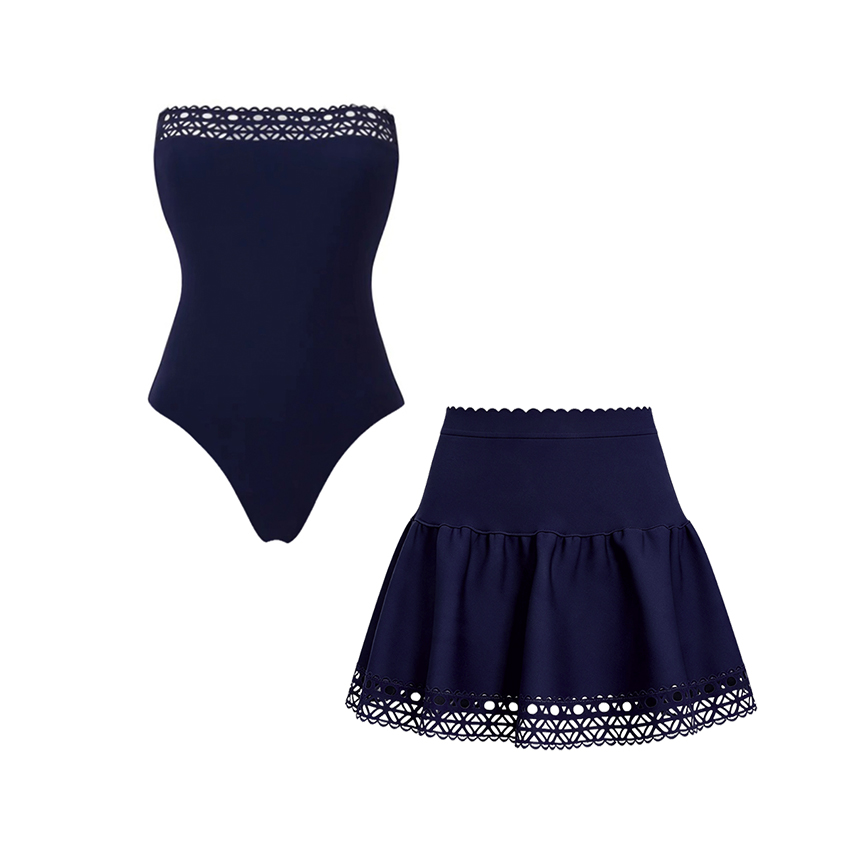 Bandeau Blue Cut Out Swimsuit Set(s)