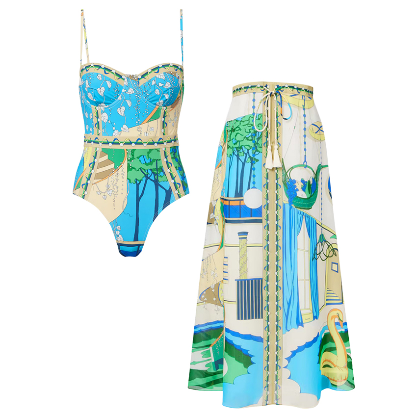 [Copy][Copy][Copy]Sling Blue Iris Printed Swimsuit Set(s)