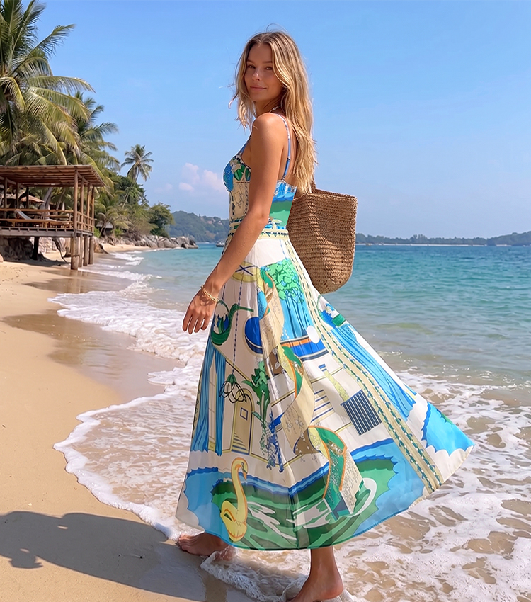 [Copy][Copy][Copy]Sling Blue Iris Printed Swimsuit Set(s)