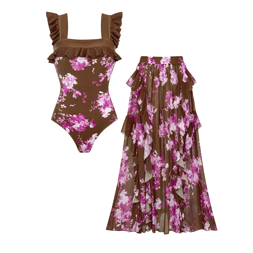 Ruffle Blossom Print Swimsuit Set(s)