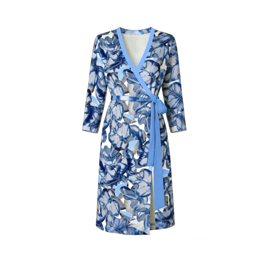 [Copy][Copy][Copy]Navy Floral Wrap Midi Dress