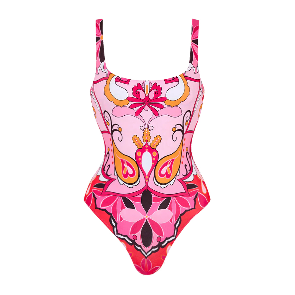 Printed One Piece Swimsuit and Sarong Flaxmaker