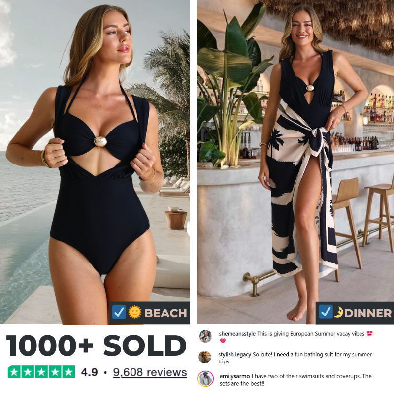 Top & Plunging Ruched Swim Set