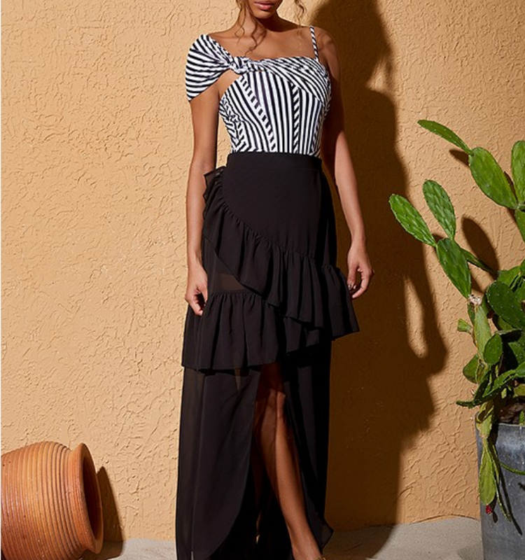 Dissymmetry One Piece Swimsuit and Skirt Flaxmaker