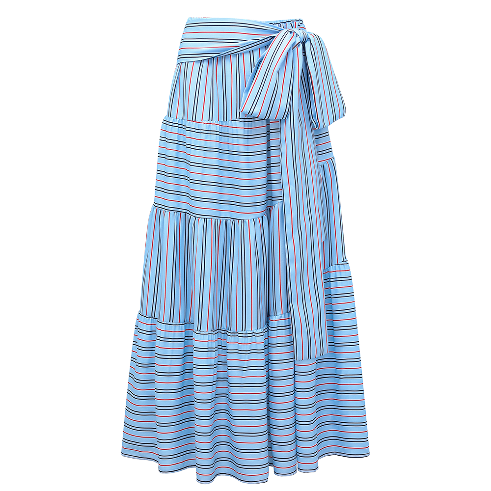 Multi-Way Striped Bow One Piece Swimsuit and Skirt