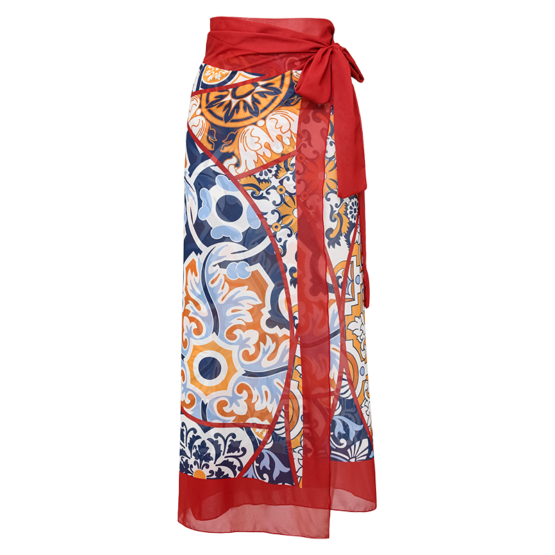 Printed Halter One Piece Swimsuit and Sarong Flaxmaker