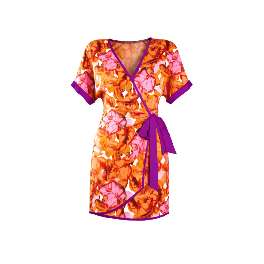 [Copy][Copy]Navy Floral Wrap Midi Dress