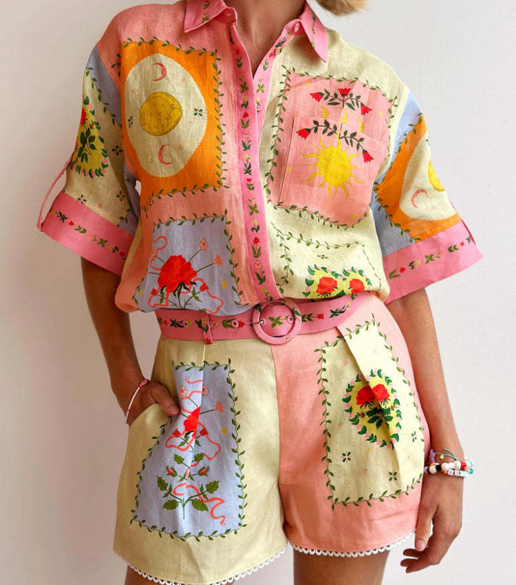 Casual Printed Shirt and Shorts