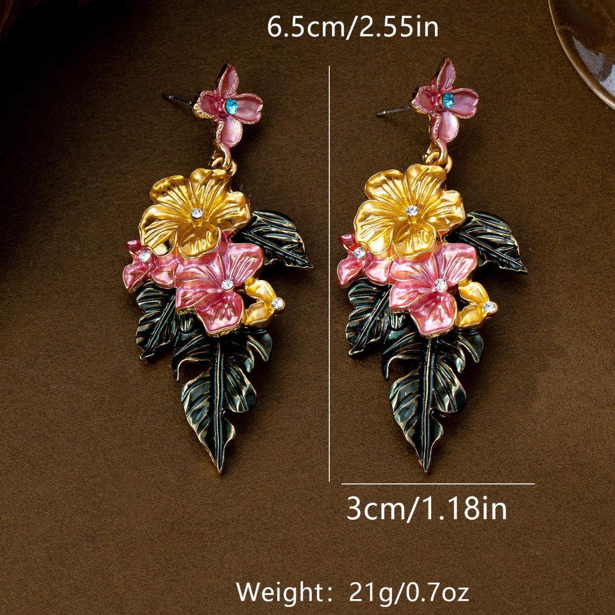 Flower and Leaf Stud Earrings