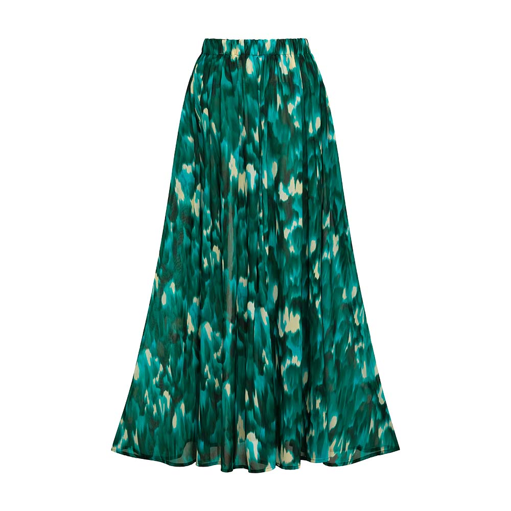 Ruched Cutout Green One Piece Swimsuit and Skirt Flaxmaker