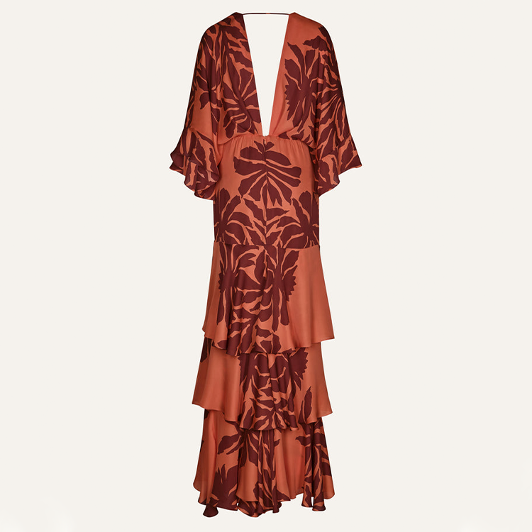 Ruffle Dolman Sleeve Printed Dress