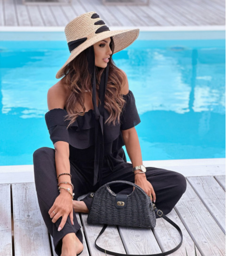 Off Shoulder Ruffle Solid Color Jumpsuit