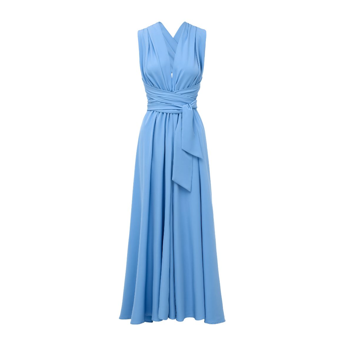 Vacation Cross Straps Blue Slit Dress