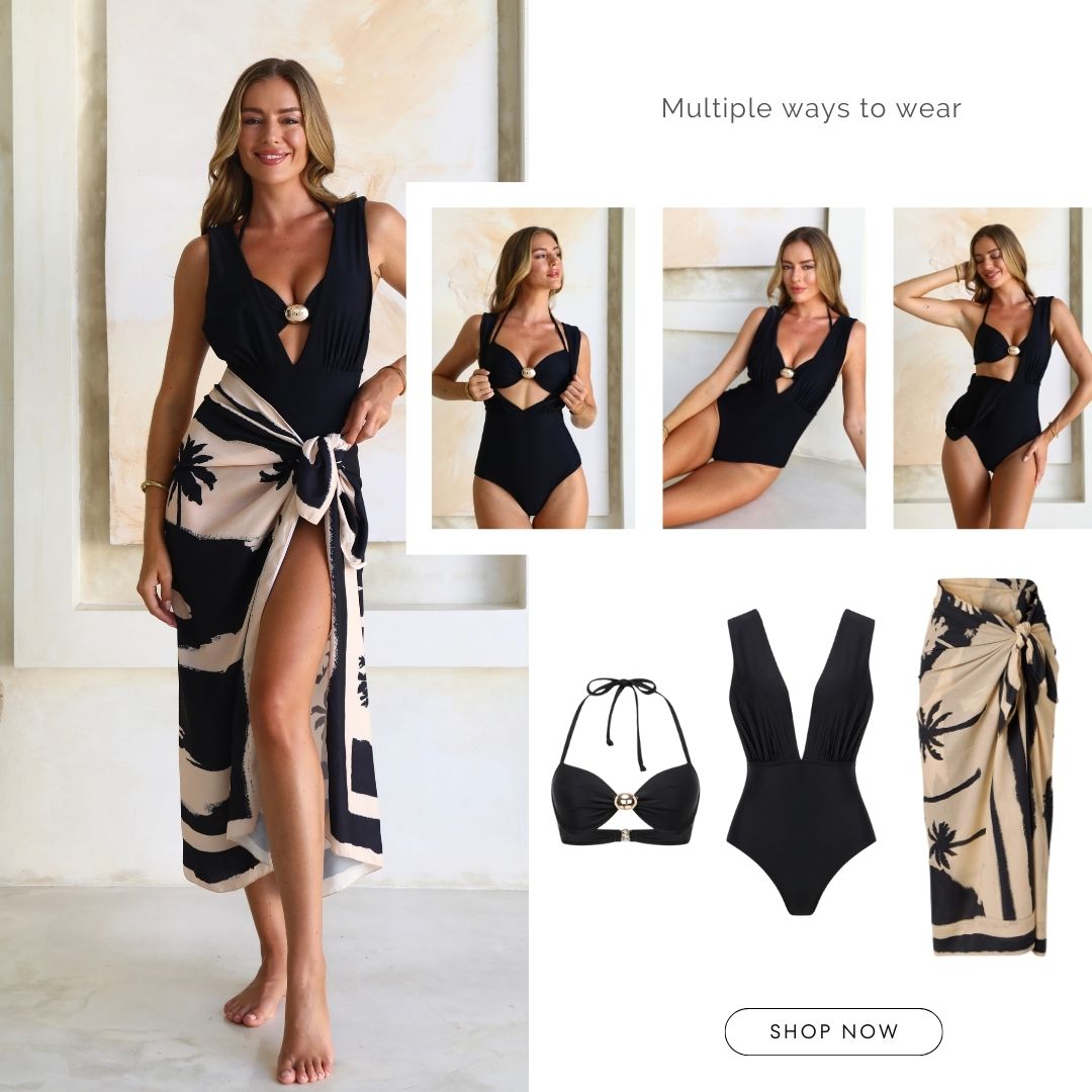 Top & Plunging Ruched Swim Set