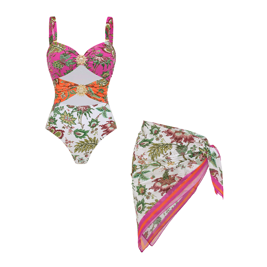 Bandeau Cutout Printed Swimsuit Set(s)