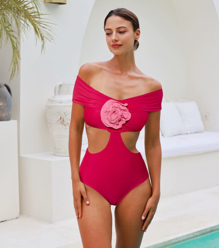 3D Flower Color Block Swimsuit and Skirt Flaxmaker