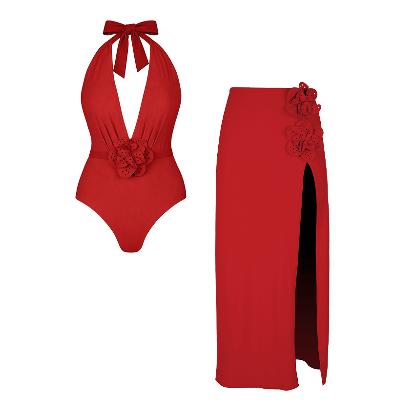 Halter 3D Flower Swimsuit Set(s)