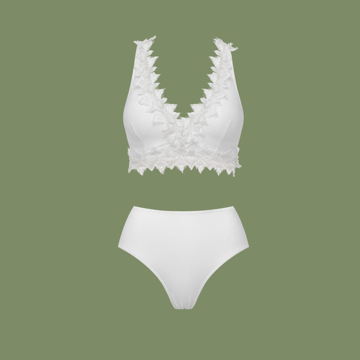 Lace V Neck Bikini Swimsuit and Skirt